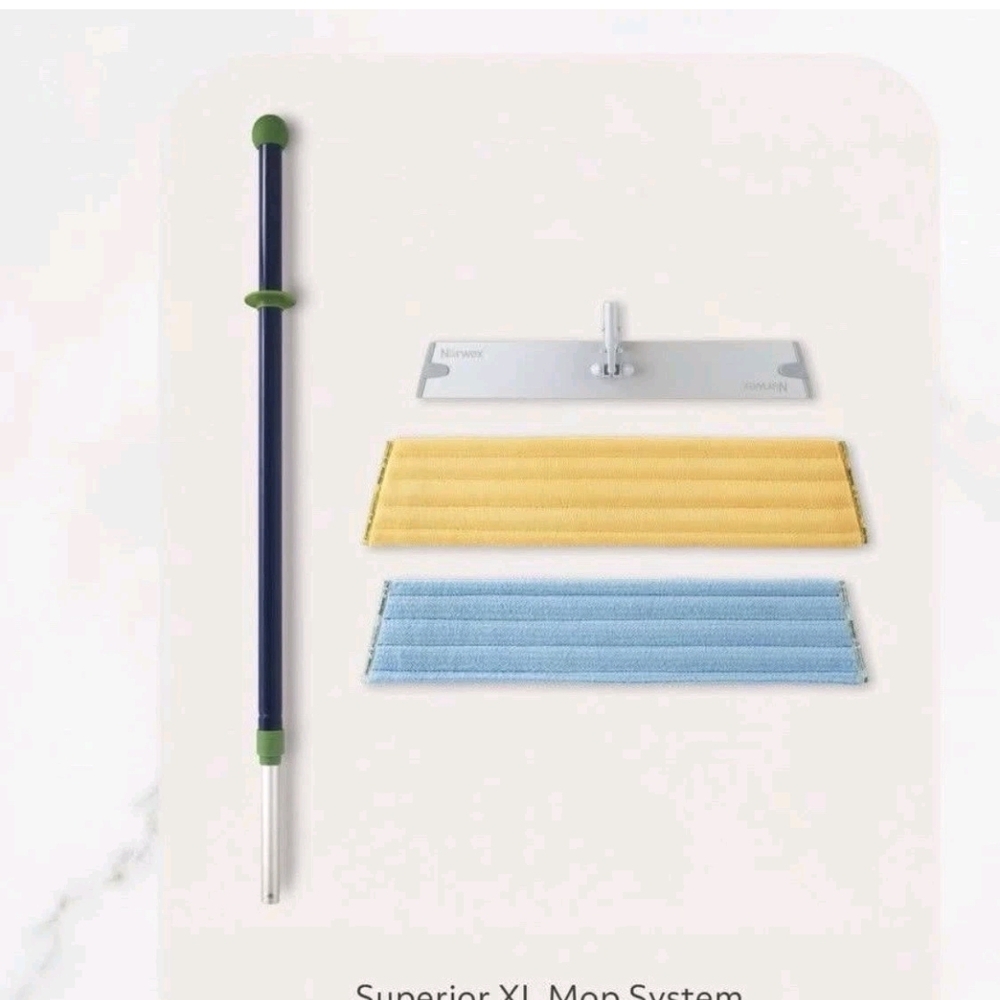 Norwex XL Mop Kit with Blue and Yellow Pads and Navy Handle